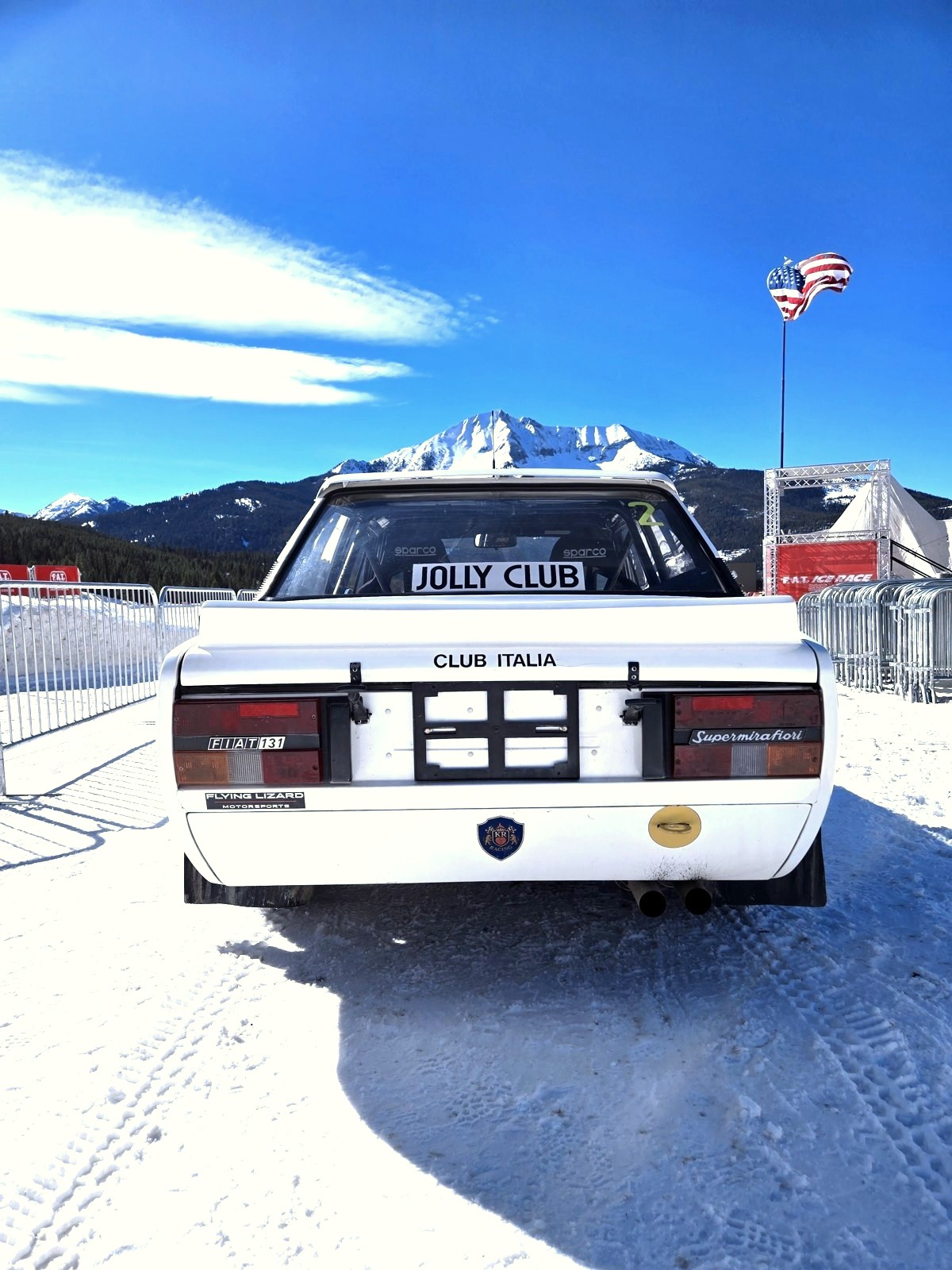 Fiat 131 Abarth, mountains and Stars and Stripes, F.A.T. Ice Race 2026