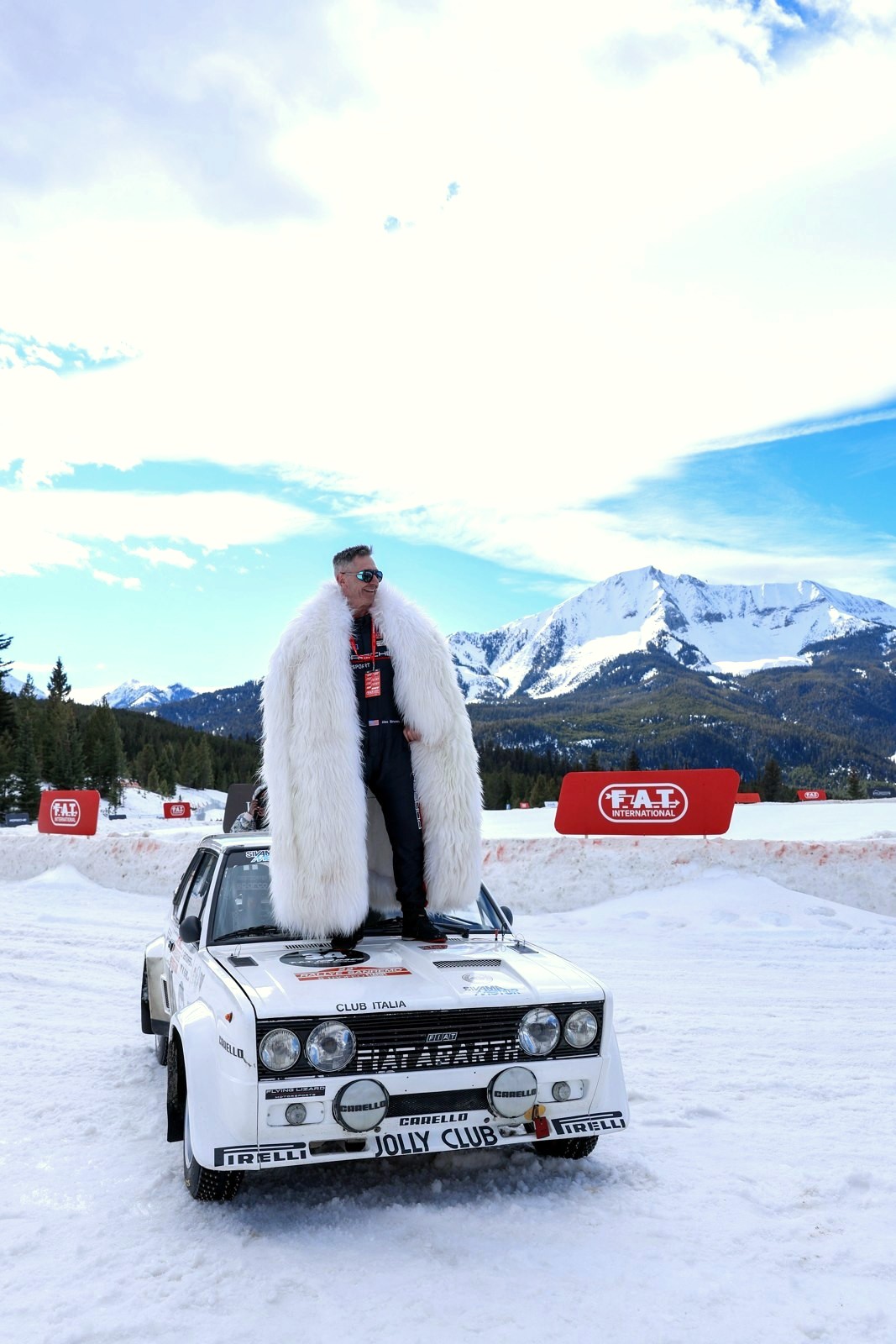 Atop the Fiat 131 Abarth, F.A.T. Ice Race 2026
