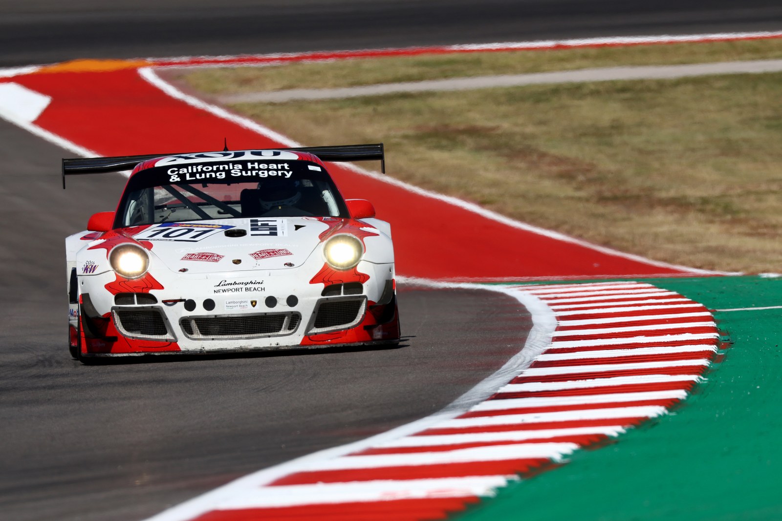 Porsche 911 GT3 R No. 101 through the COTA esses, Masters Endurance Legends COTA 2022