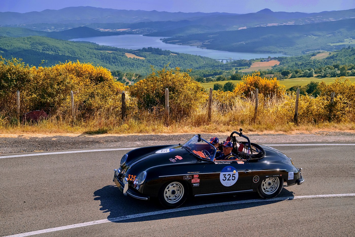 Porsche 356 Speedster No. 325 on a Tuscan pass — Mille Miglia 2025